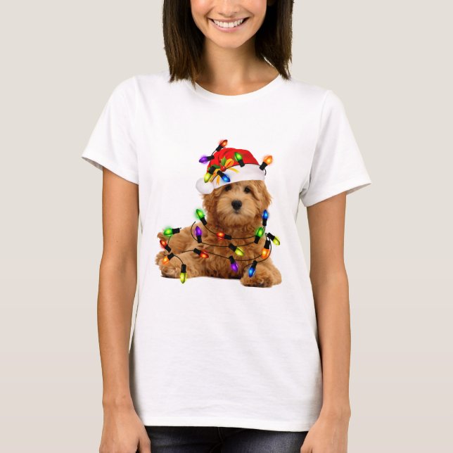 Goldendoodle Santa Dog T-Shirt (Front)