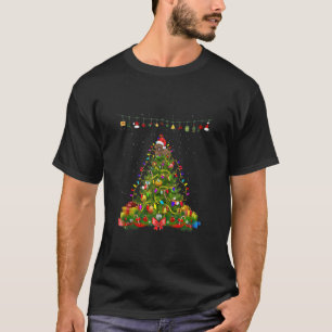Goldendoodle Santa Hat Christmas Dog Lights Tree X T-Shirt