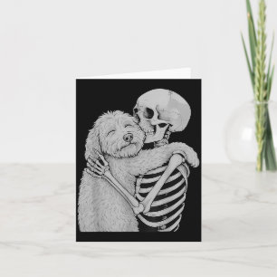 Goldendoodle Skeleton Hug Halloween Dog Lover Card