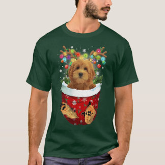 Goldendoodle Snow Pocket  Dogs Christmas Pocket  T-Shirt