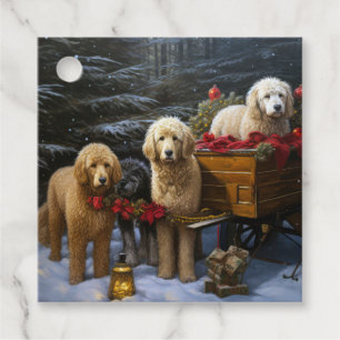 Goldendoodle Snowy Sleigh Christmas Decor Favour Tags