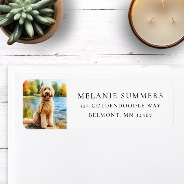 Goldendoodle Summer Lake Return Address Label (Creator Uploaded)
