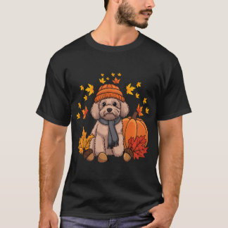 Goldendoodle Thanksgiving Pumpkin Dog Fall Leaf T-Shirt