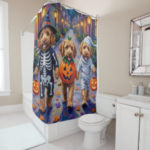 Goldendoodle Trick-or-Treating Halloween Costumes Shower Curtain