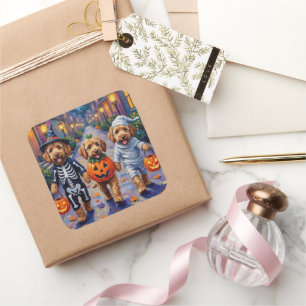 Goldendoodle Trick-or-Treating Halloween Costumes Square Sticker