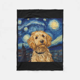 Goldendoodle Van Gogh Starry Night Fleece Blanket