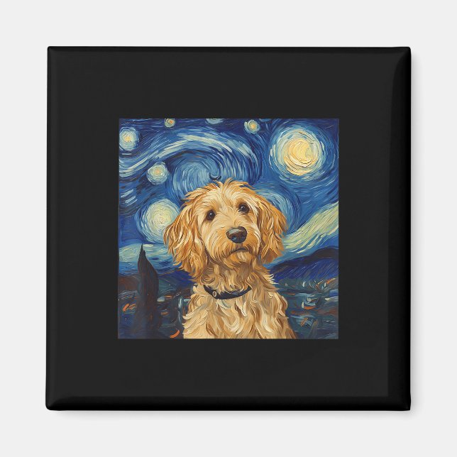 Goldendoodle Van Gogh Starry Night  Magnet (Front)