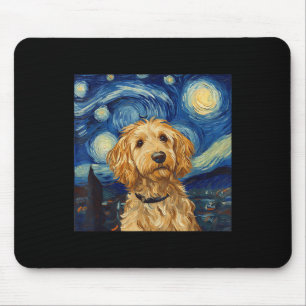 Goldendoodle Van Gogh Starry Night  Mouse Pad