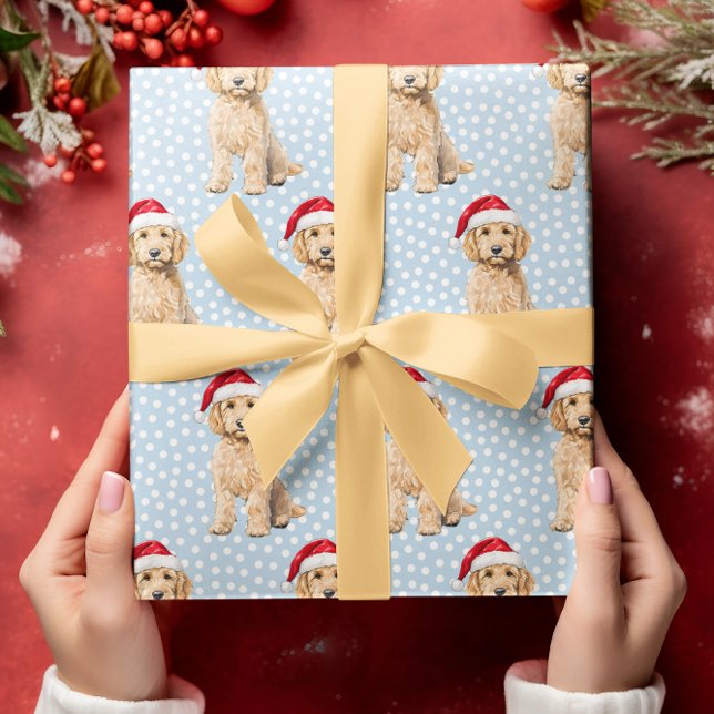 Goldendoodle Watercolor dog Christmas  Wrapping Paper (Creator Uploaded)