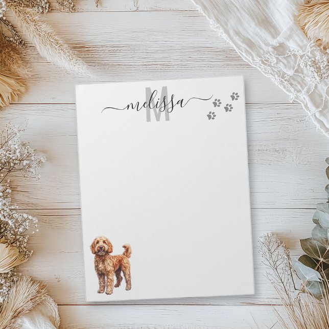 Goldendoodle Watercolor Monogram Personalised  Notepad (Creator Uploaded)