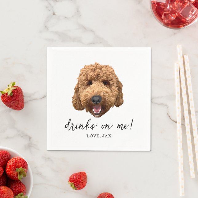 Goldendoodle Wedding Party Custom Cocktail Napkins (Insitu)