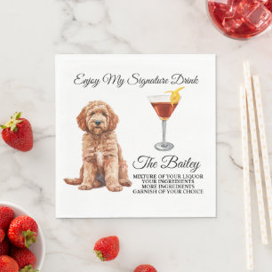 Goldendoodle Wedding Signature Drink Napkins