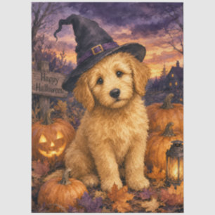 Goldendoodle Witch Hat Pumpkin Tissue Paper