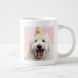 Goldendoodle With Party Hat Large Coffee Mug