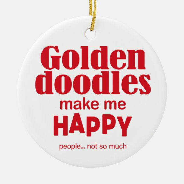 Goldendoodles Make Me Happy Ceramic Tree Decoration (Front)