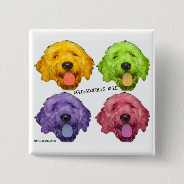 Goldendoodles Rule Square Button (Front)