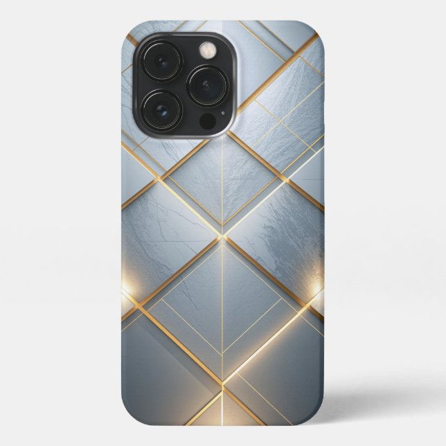 Goldene Geometrie Marmor Luxus Muster iPhone Case (Back)