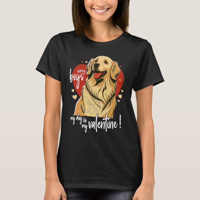 Goldenretrieverdog with Hearts  Dog Love for Valen T-Shirt (Front)