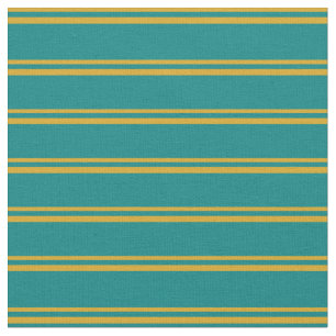 Goldenrod and Teal Stripes Pattern Fabric