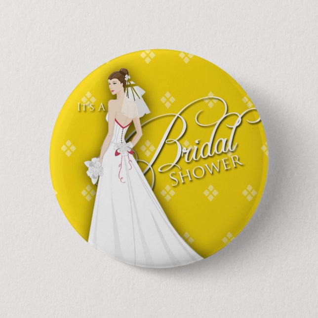 Goldenrod and White Vintage Bridal Shower Pin (Front)