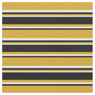 Goldenrod, Black & White Pattern of Stripes Fabric