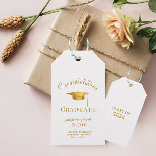 Goldenrod Chic Your Journey Begins Now Graduation Gift Tags