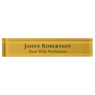 Goldenrod Color Plain Elegant Professional Modern Nameplate