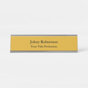 Goldenrod Colour Plain Elegant Professional Modern Desk Name Plate
