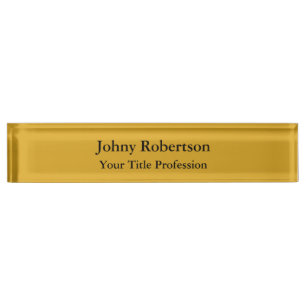 Goldenrod Colour Plain Elegant Professional Modern Nameplate