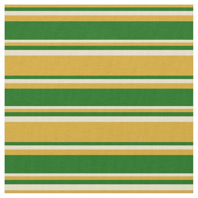 Goldenrod, Dark Green & Tan Pattern Fabric (Close Up)