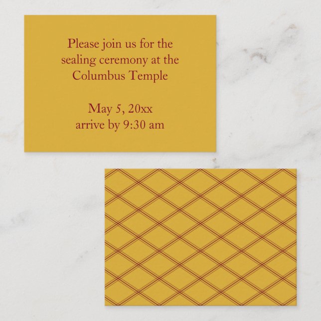 Goldenrod Diamonds Temple Sealing Invitation (Front/Back)