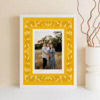 Goldenrod Folk Art Floral Frame with Custom Text