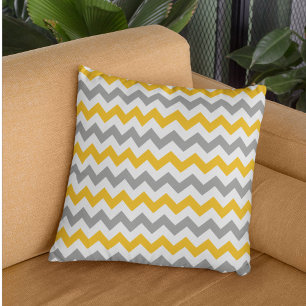 Goldenrod & Grey Chevron Pillow