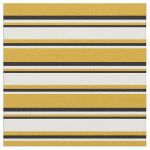 Goldenrod, White, and Black Coloured Lines Fabric