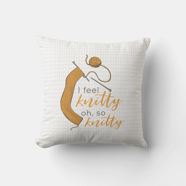 Goldenrod Yellow I Feel Knitty, Oh So Knitty Cushion (Front)