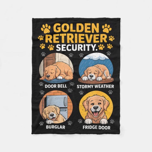 Goldens Tee Golden Retriever Security Funny  Fleece Blanket (Front)