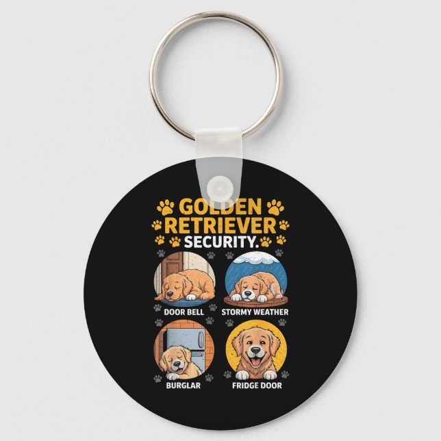 Goldens Tee Golden Retriever Security Funny  Key Ring (Front)