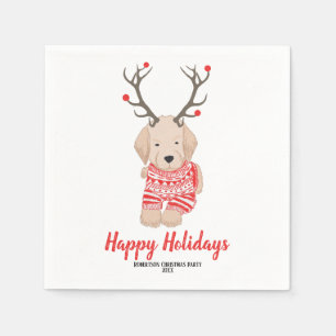 Goldern Retriever Christmas Sweater Antlers Custom Napkin