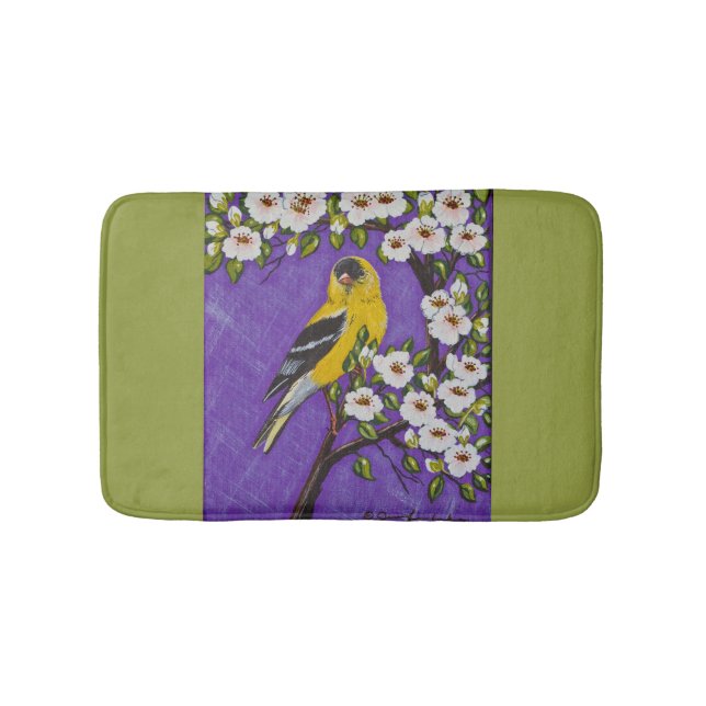 Goldfinch and Blossoms Bath Mat (Front)