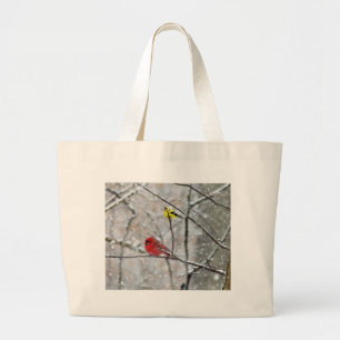 Goldfinch And Cardinal Large Tote Bag