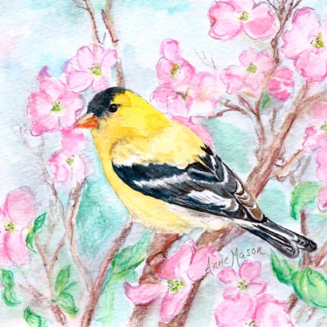Goldfinch and Dogwood Flowers Cushion (Creator Uploaded)