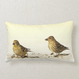 Goldfinch and Pine Siskin Lumbar Cushion