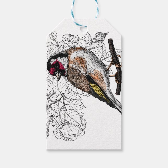 Goldfinch and roses gift tags (Front)