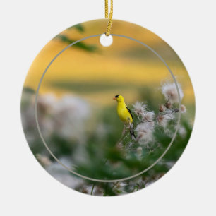 Goldfinch And Thistle Autumn Ceramic Tree Decoration