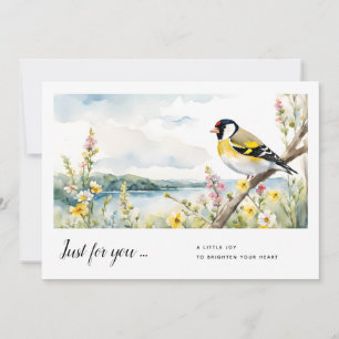 Goldfinch Bird by the Lake, Wild Flowers - Poem Card