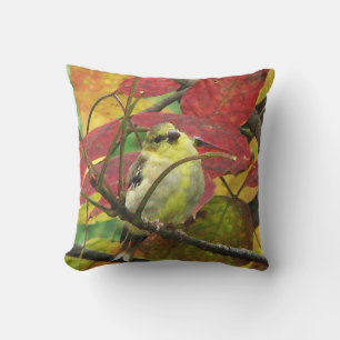 Goldfinch Bird in Autumn Outdoor Pillow