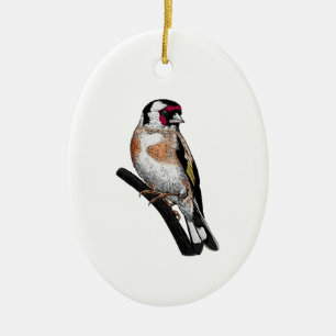Goldfinch drawing ceramic ornament