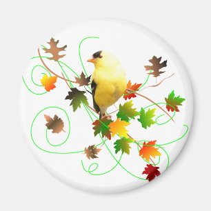 Goldfinch & Fall Leaves Magnet