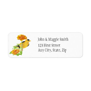 Goldfinch Garden Bird Marigolds  Address Label