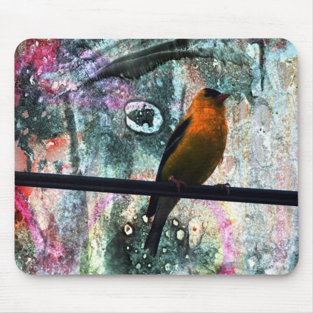 Goldfinch Grunge Mouse Pad (Front)